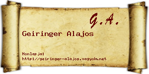 Geiringer Alajos névjegykártya